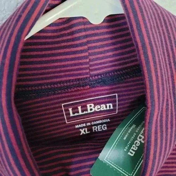 L.L. Bean Marron Striped Shirt Womens Sz Xl Misses Supima turtleneck - Picture 4 of 7